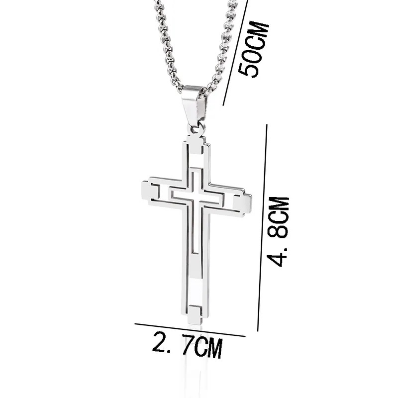 Náhrdelník EM-34152 Cross - Čierna