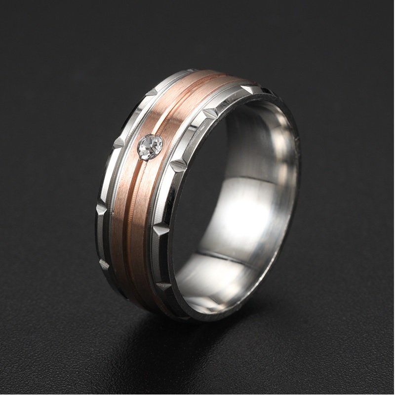 Prsteň IN-17404 - Strieborná/Ružovozlatá/52mm