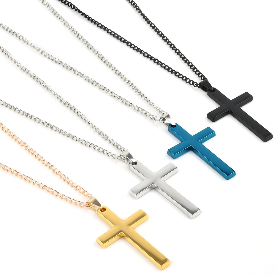 Náhrdelník Cross-Modrá