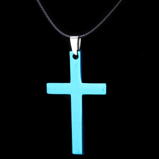Náhrdelník Cross-Modrá