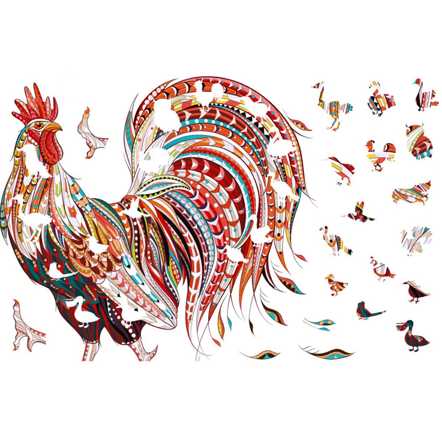 Drevené puzzle-Rooster/S