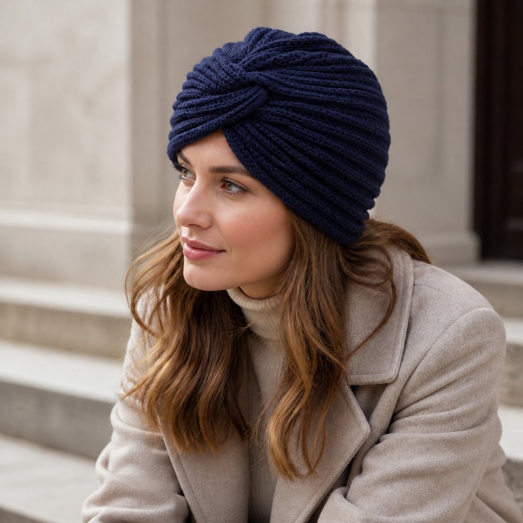 Turbanová Čiapka - Tmavo Modrá